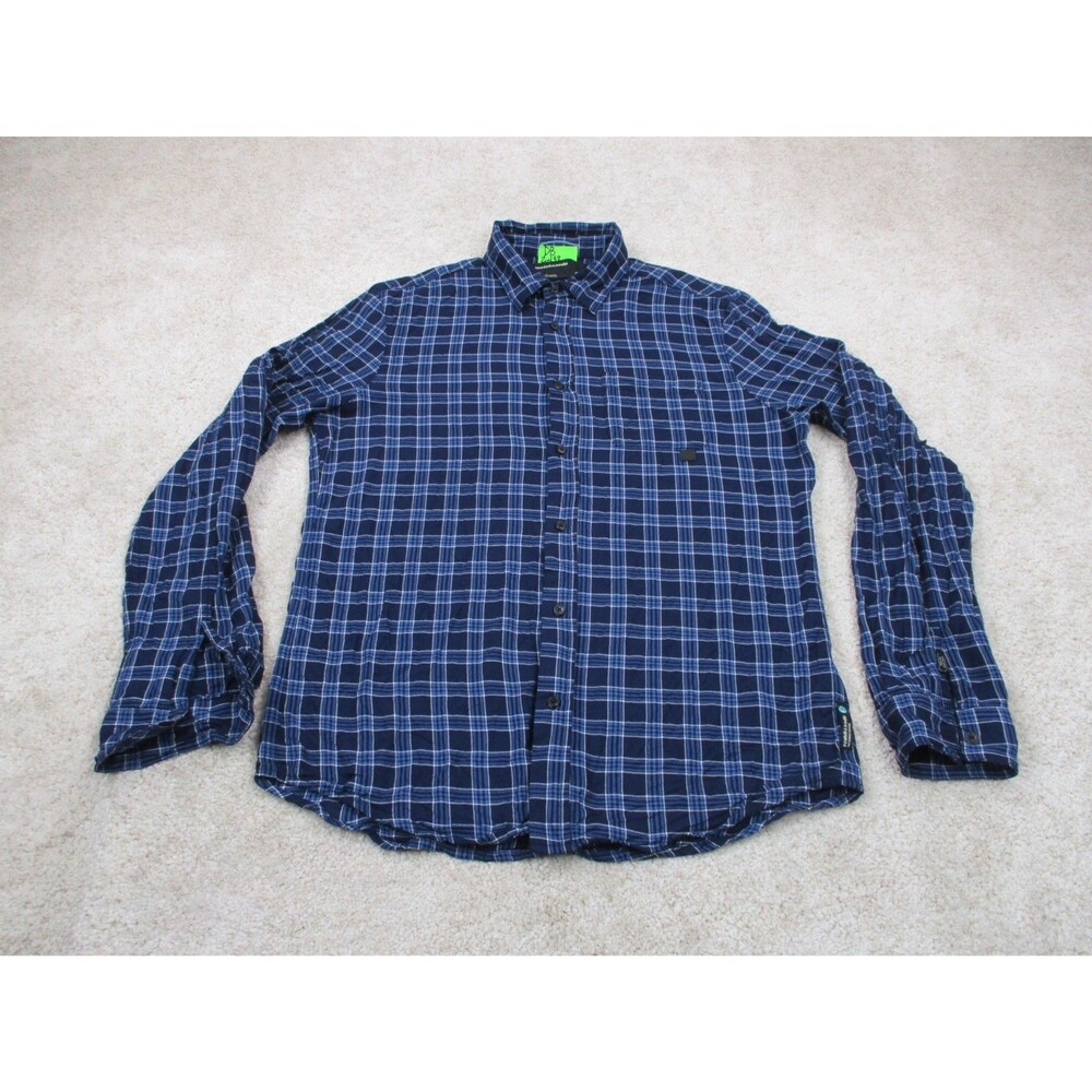 Scotch & Soda Shirt Mens Medium M Relaxed Blue White Plaid Casual Button Up